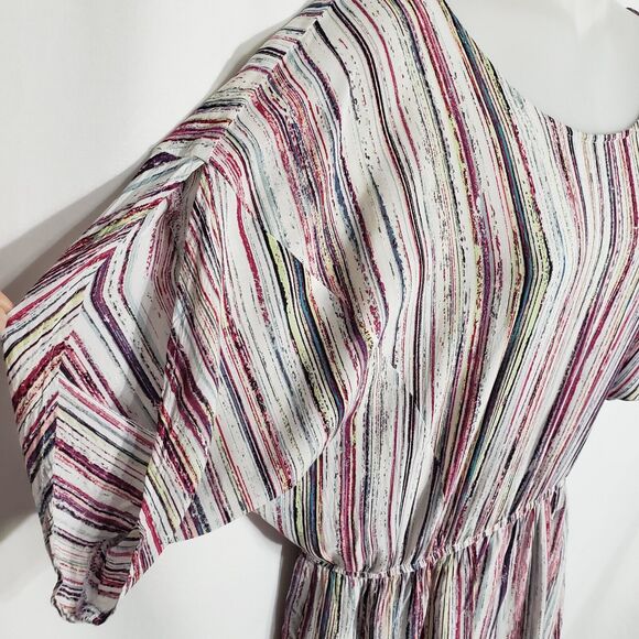 BCBGeneration Womens Romper Large Striped Multicolor Short Split Dolman Sleeve - Picture 6 of 12